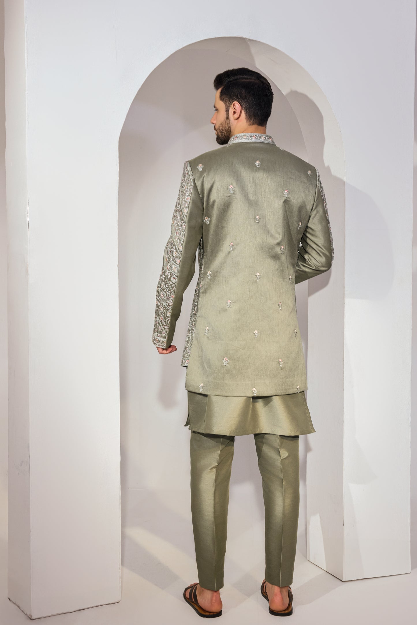 Green Indo With Kurta And Pant