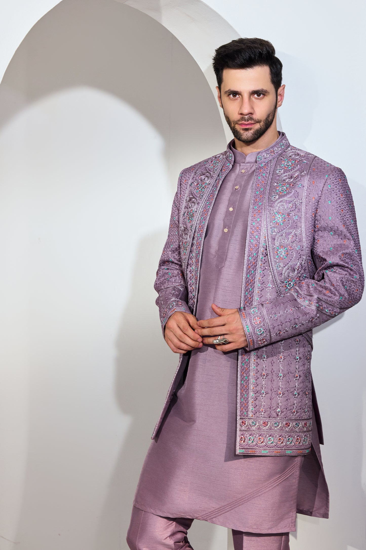 Grey Blue Indo With Kurta And Pant
