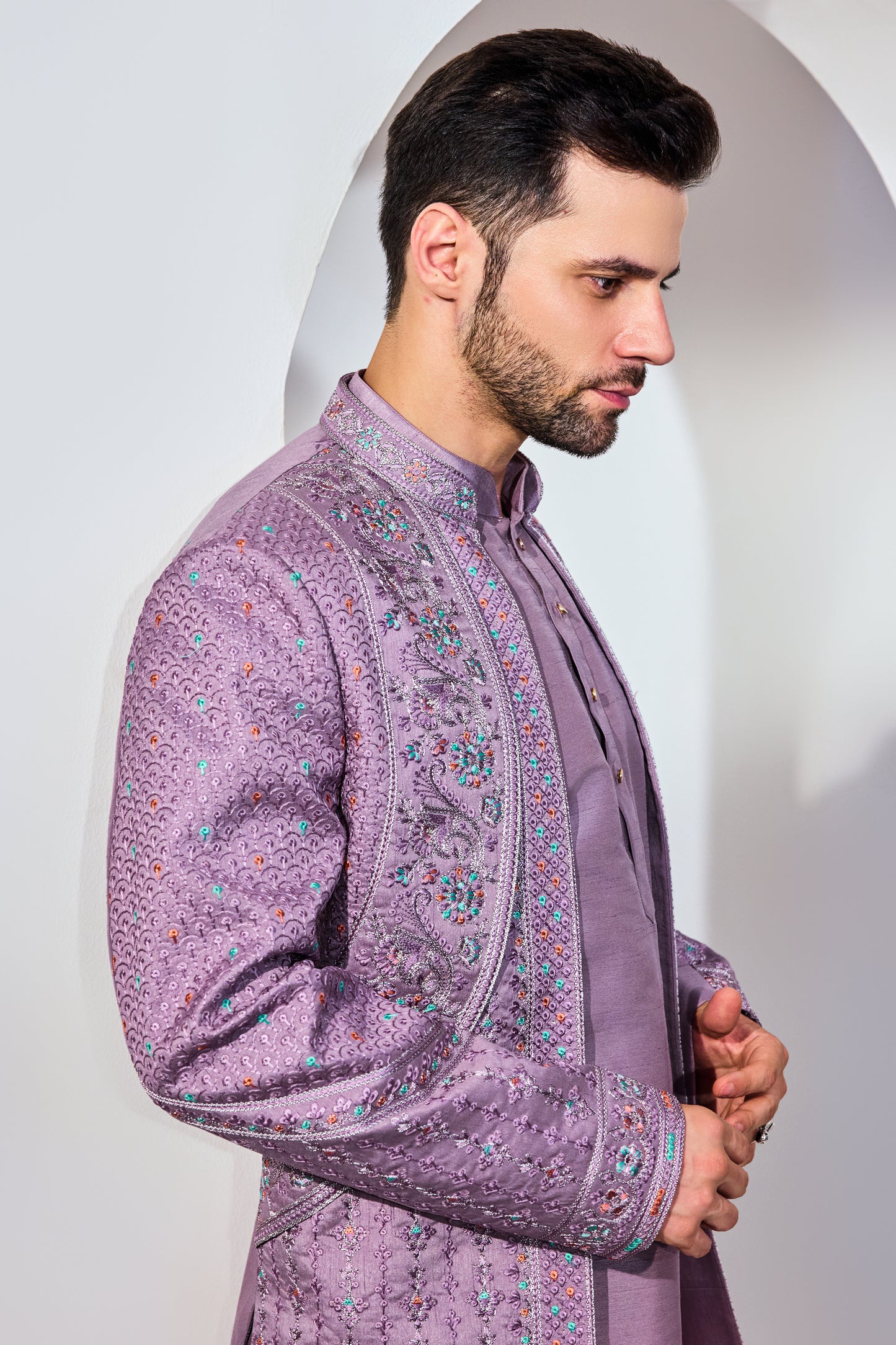 Grey Blue Indo With Kurta And Pant