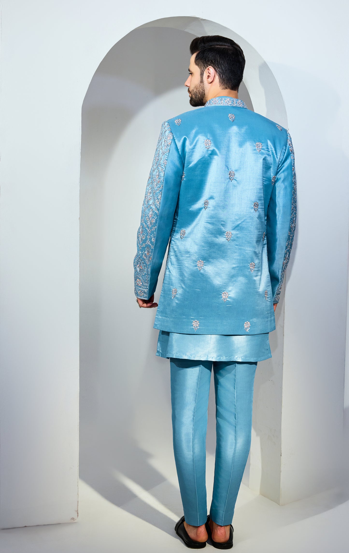 Light Blue Indo With Kurta And Pant