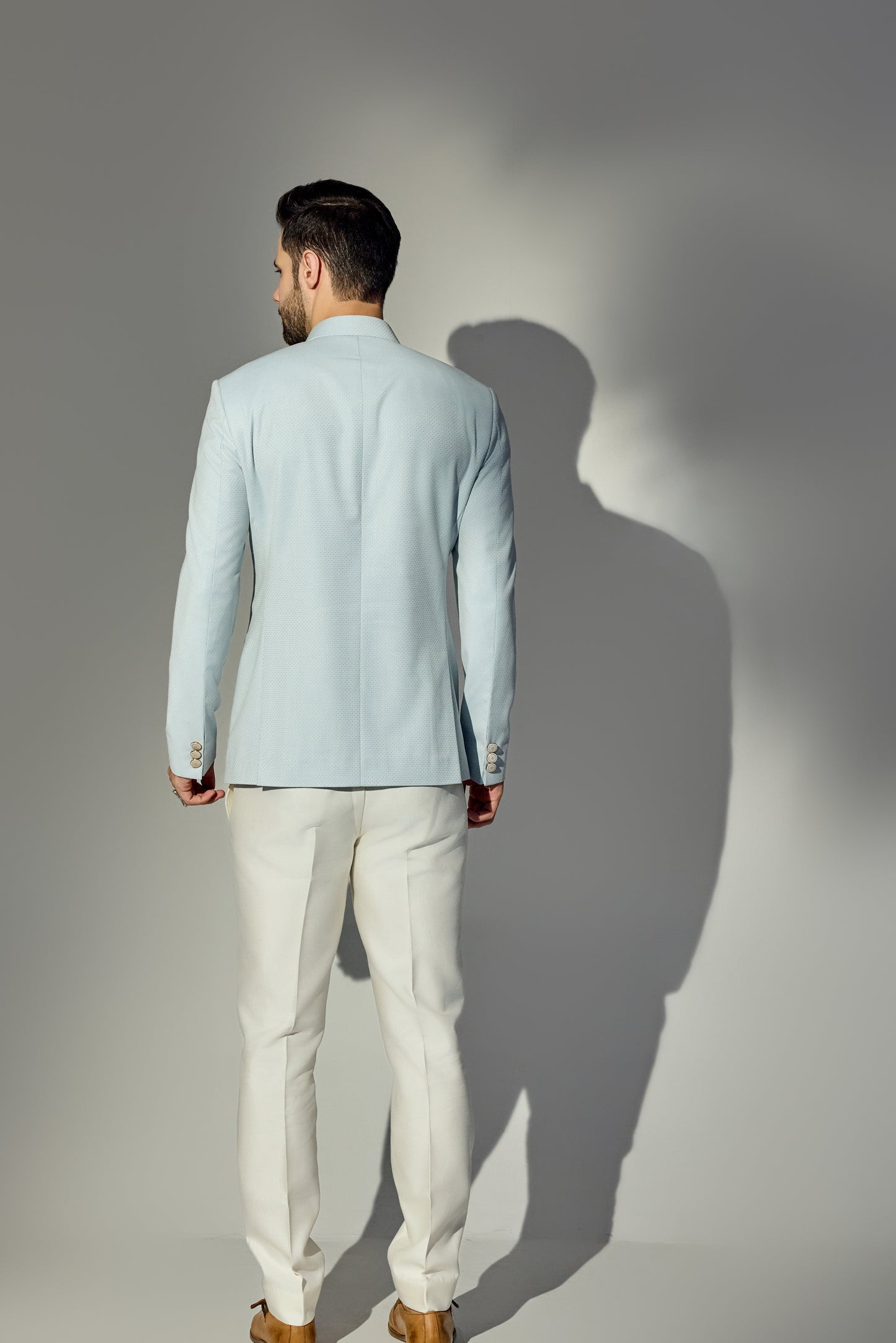 Light Blue Texture Bandhgala