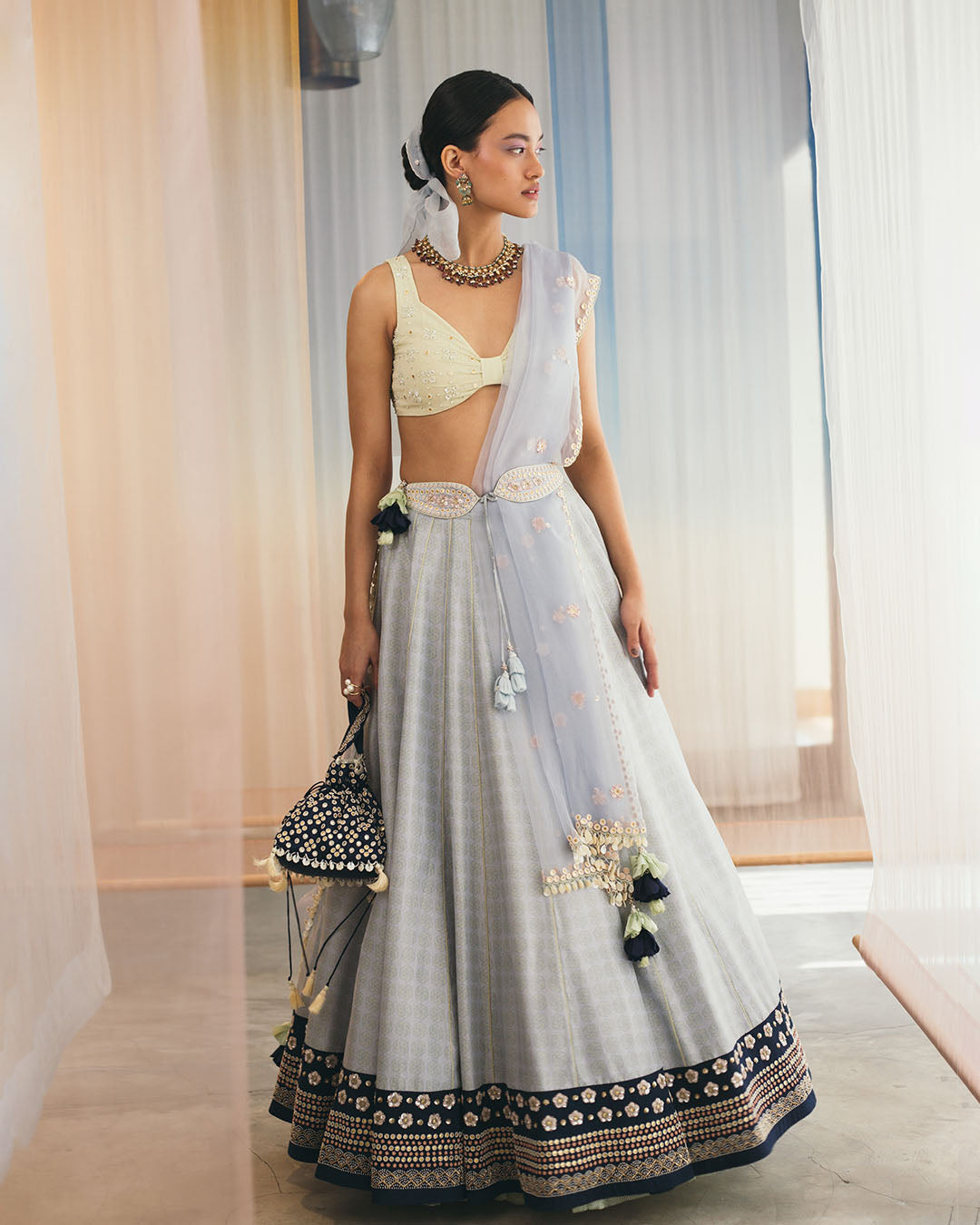 Silk Swirl Printed Lehenga