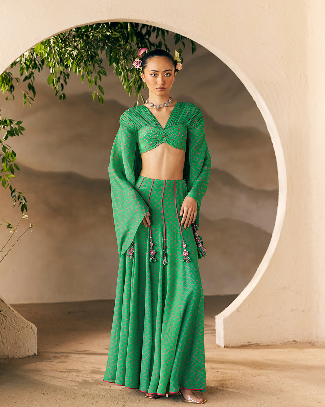Karsha Knot Top With Tassel Skirt