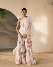 Printed One Shoulder Tunic Paired With Printed Sharara Pants