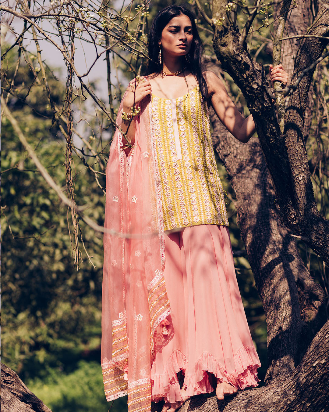 Hand Embroided Kurta With Sharara