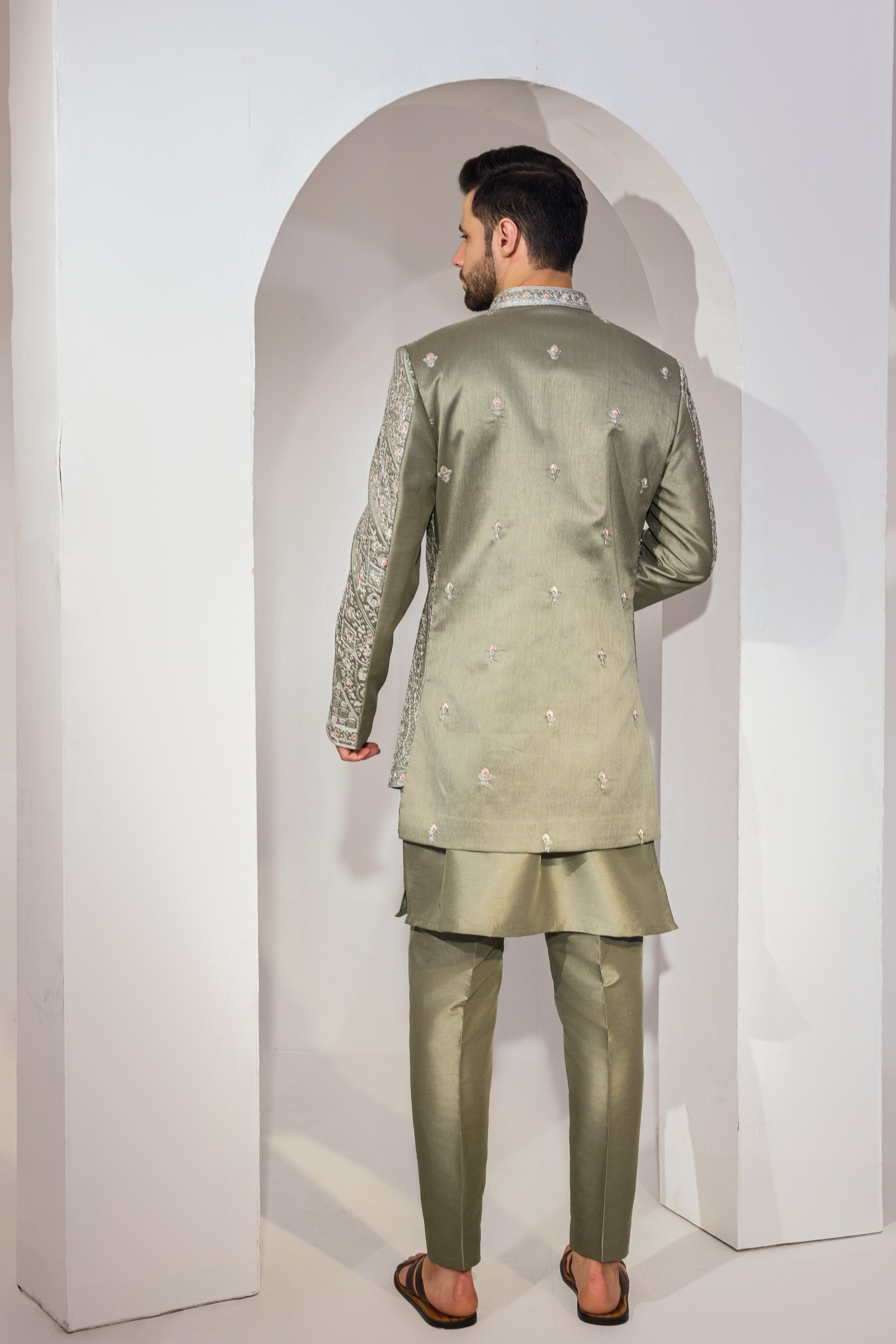 Green Indo With Kurta And Pant