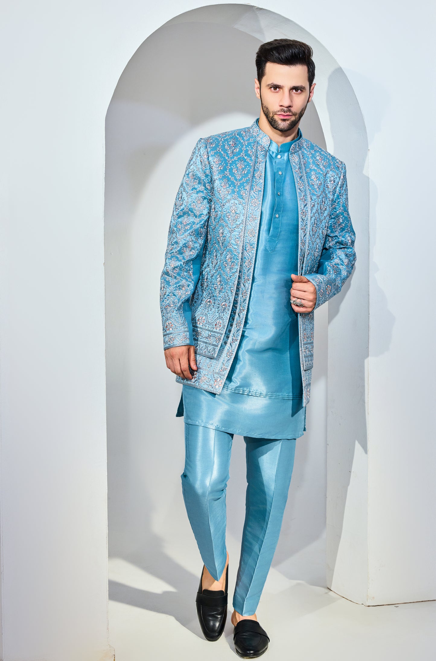 Light Blue Indo With Kurta And Pant