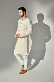 Light Pink Dabbi Achkan With Neck Gold Work