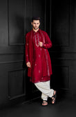 Red Mirror Kurta With Salwar And Dupatta