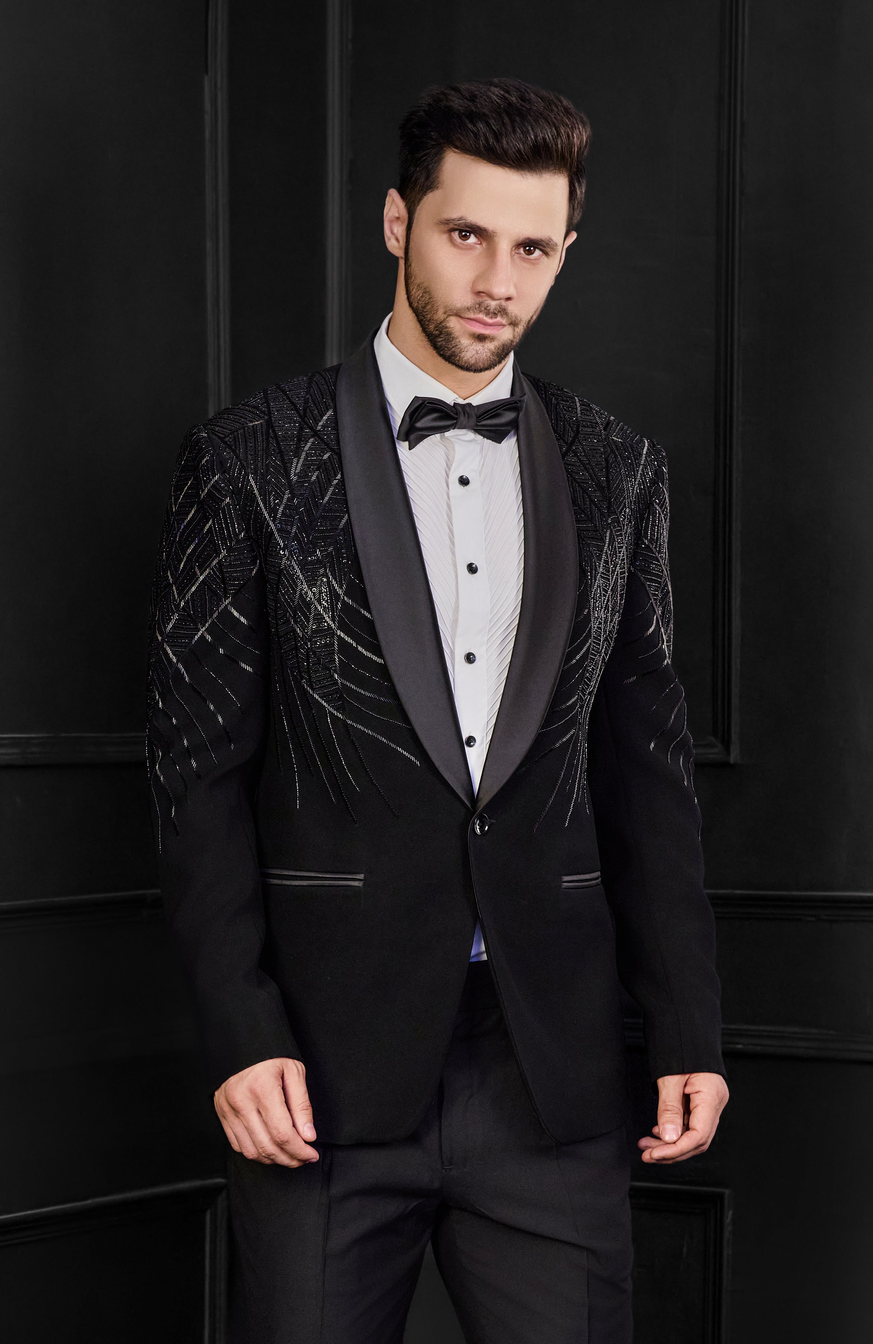 Black Katdana Embriodry Tuxedo