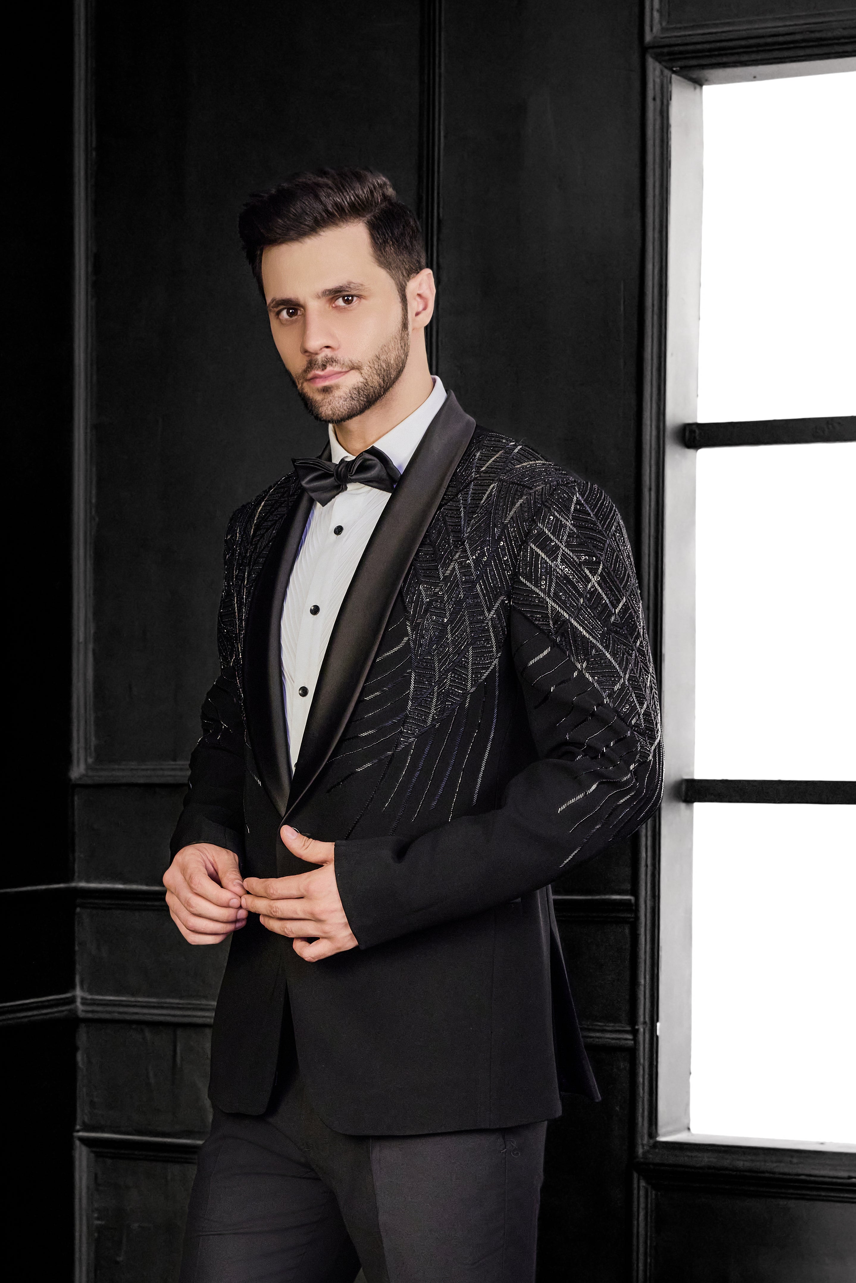 Black Katdana Embriodry Tuxedo