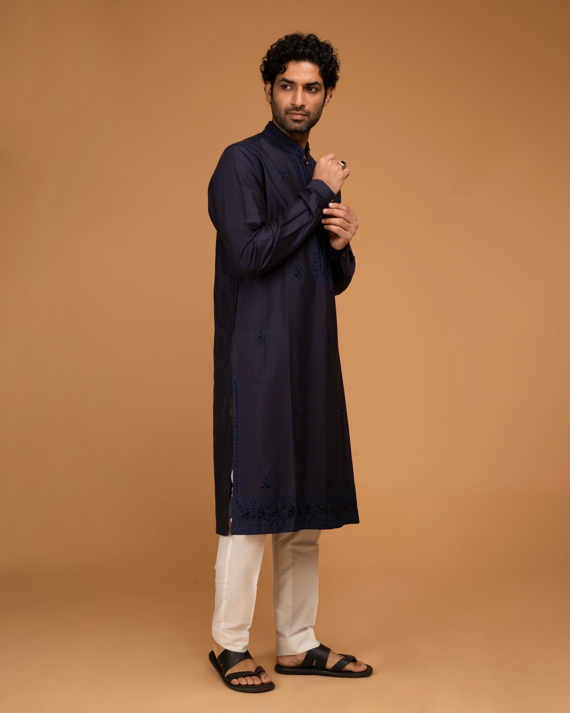 Navy Blue Aari Emb. With Katdana Embriodry small