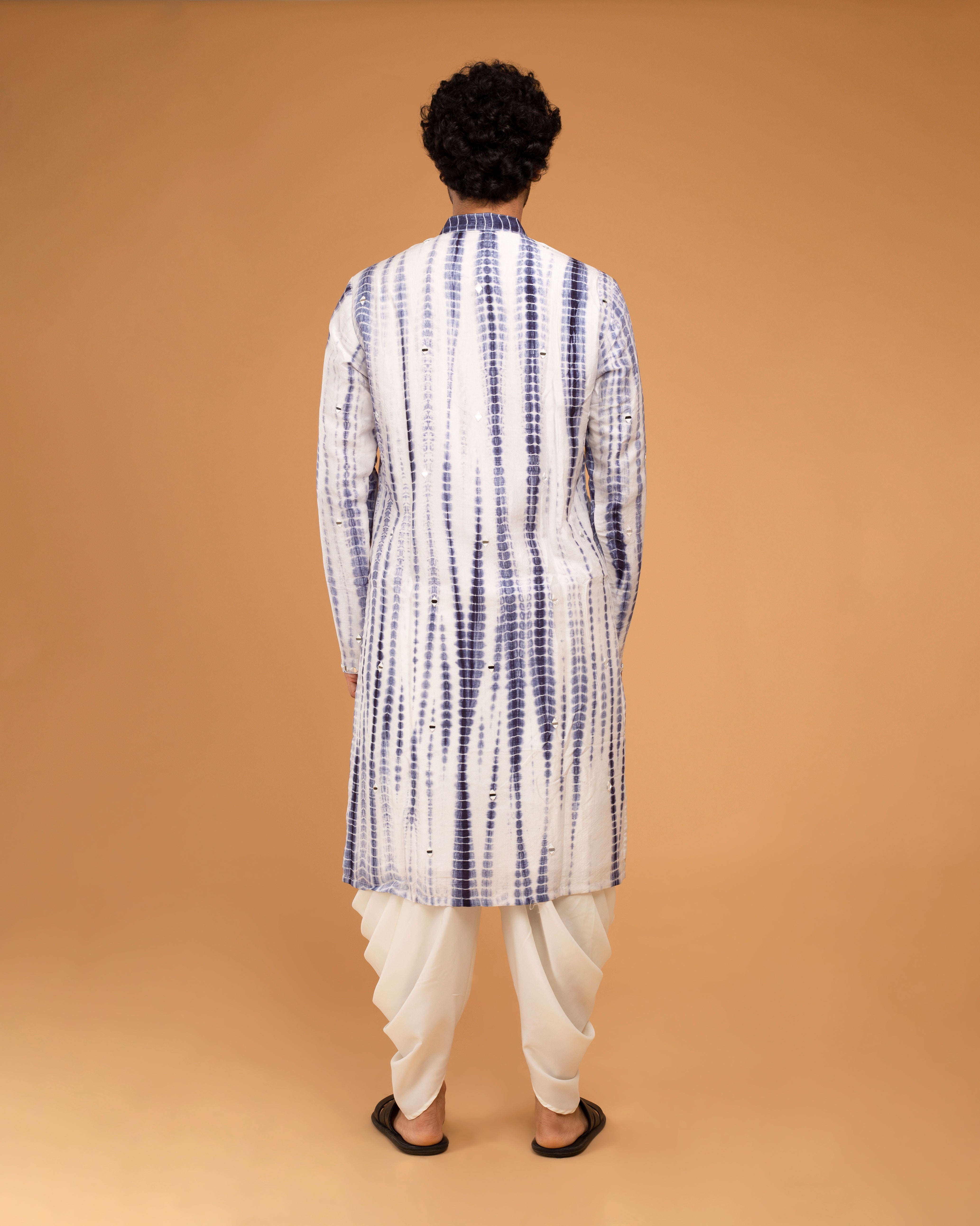 Navy Blue Mirror Kurta With Dori Work Ojis