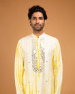 Yellow Tie Dye Kurta With Mirror Work
