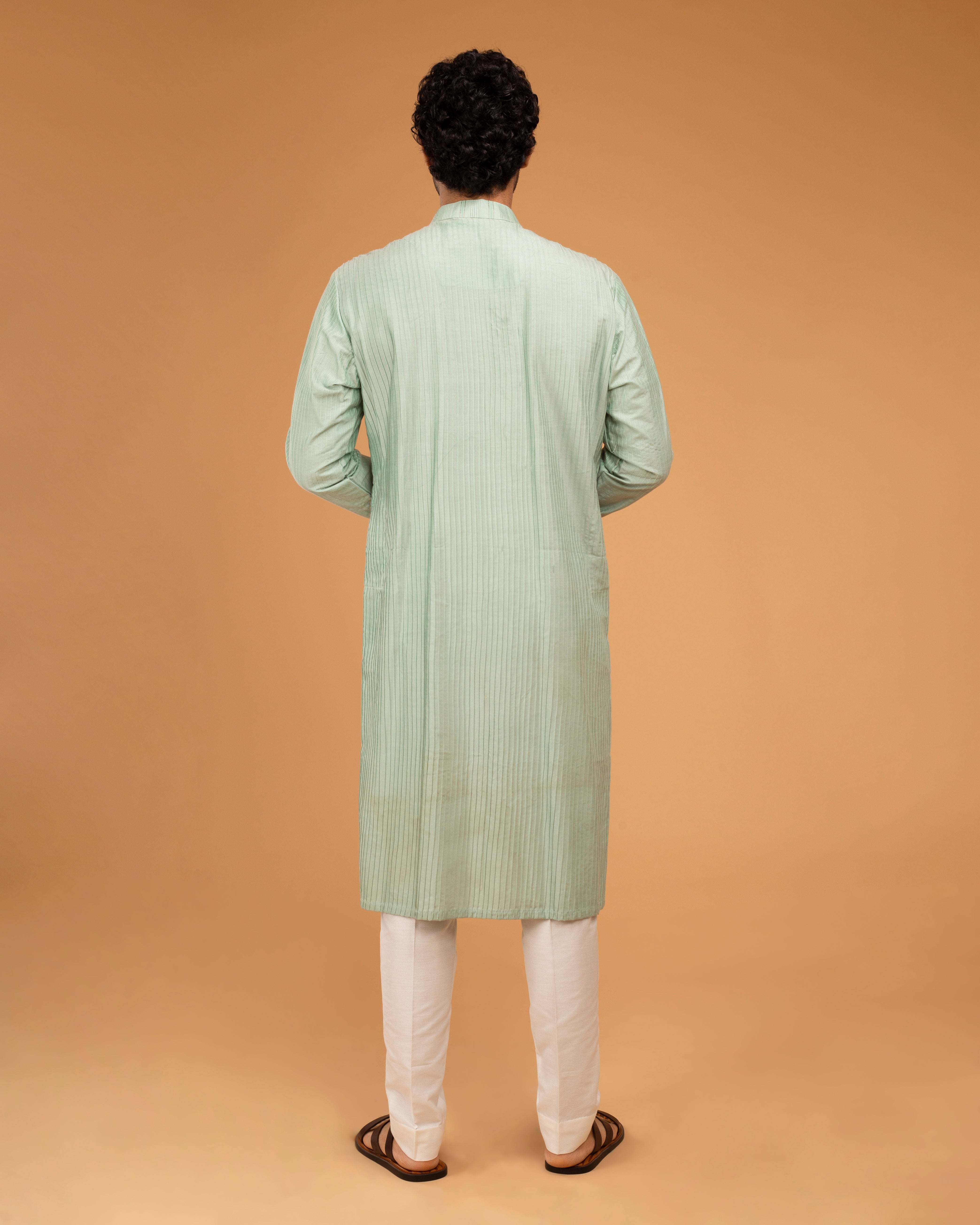Dark Mint Kurta With Pintux Work