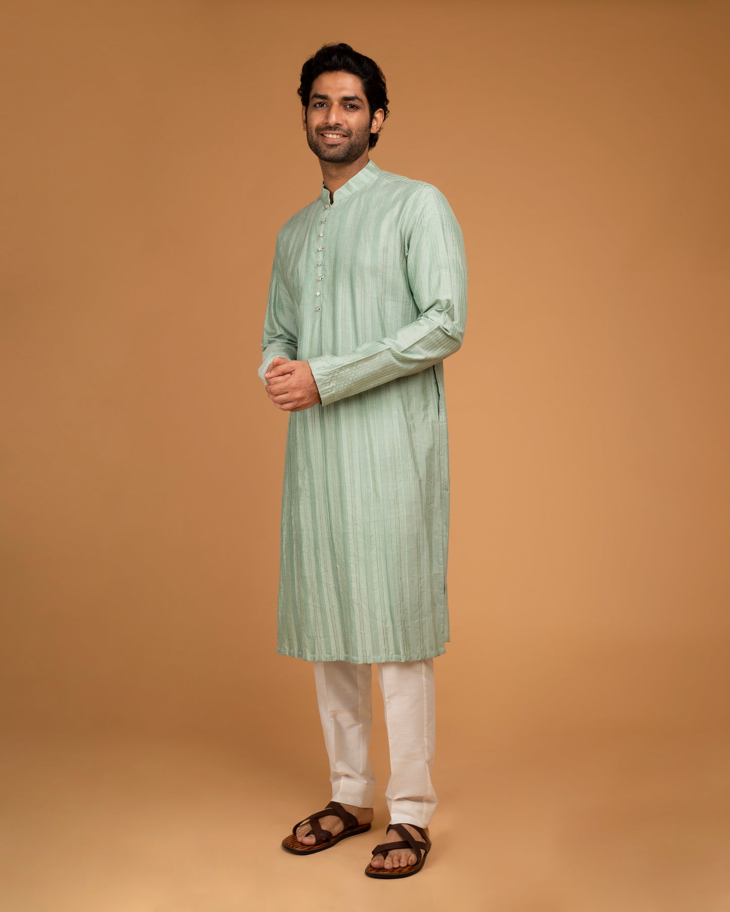 Dark Mint Kurta With Pintux Work