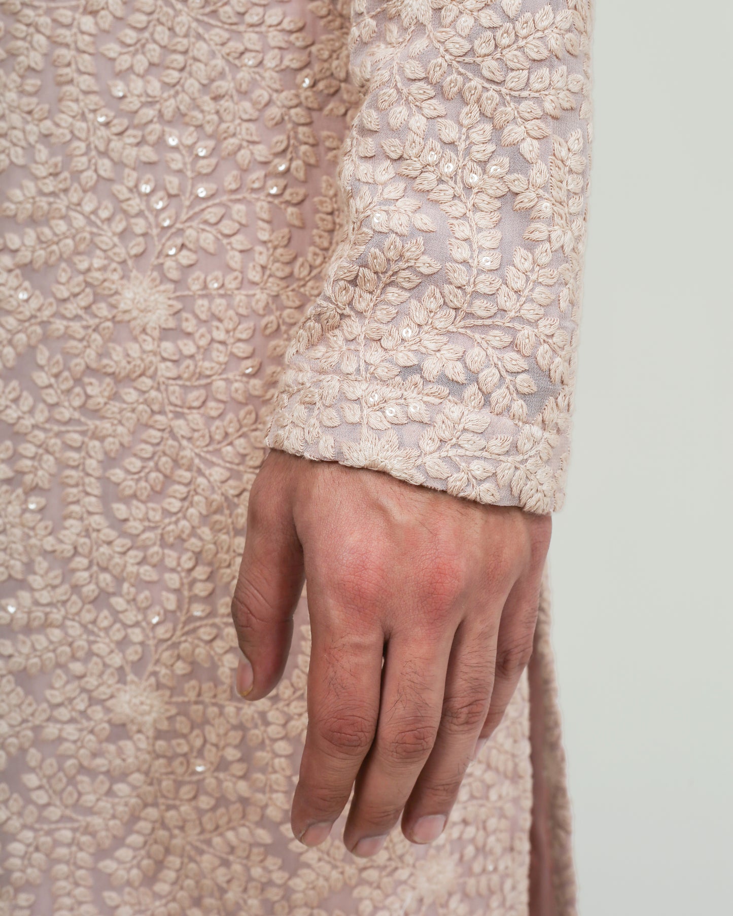 Light Peach Sequins Kurta with pyjama