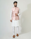 Pastel Red Ojis Nehru Jacket with kurta pyjama