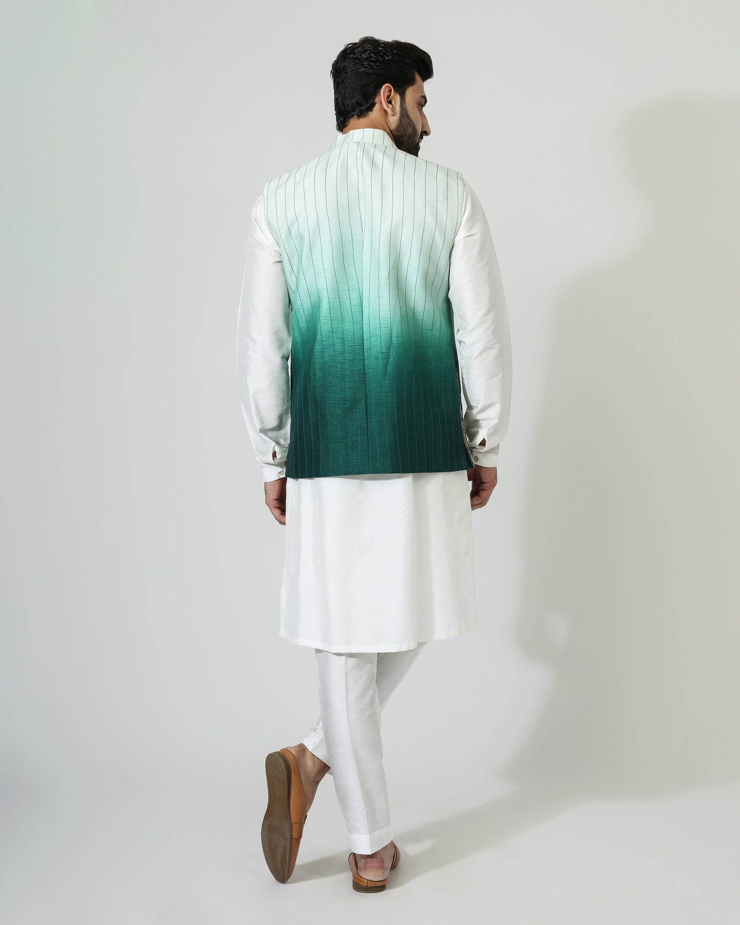 Ombre Embriodry Nehru jacket with kurta pyjama
