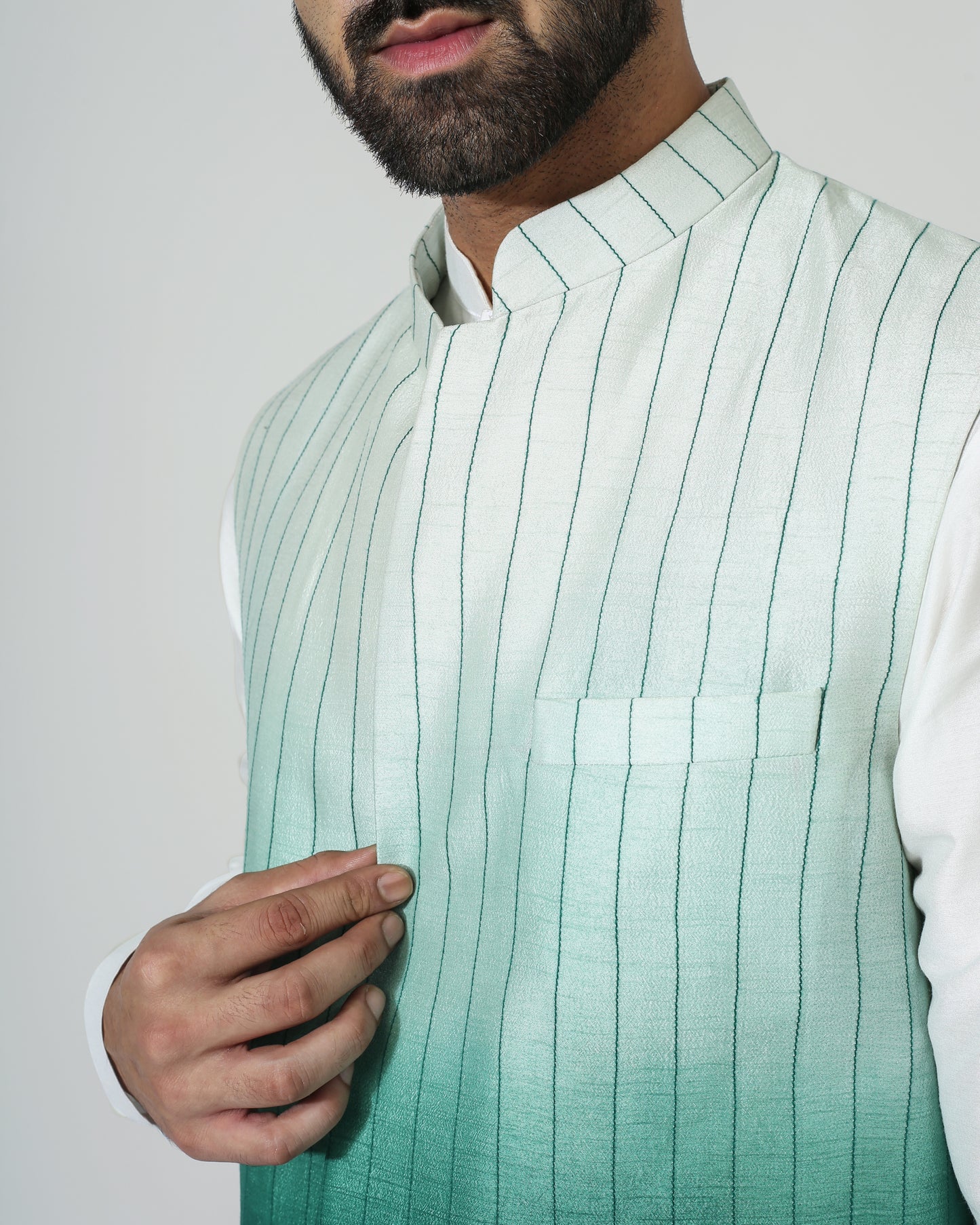 Ombre Embriodry Nehru jacket with kurta pyjama