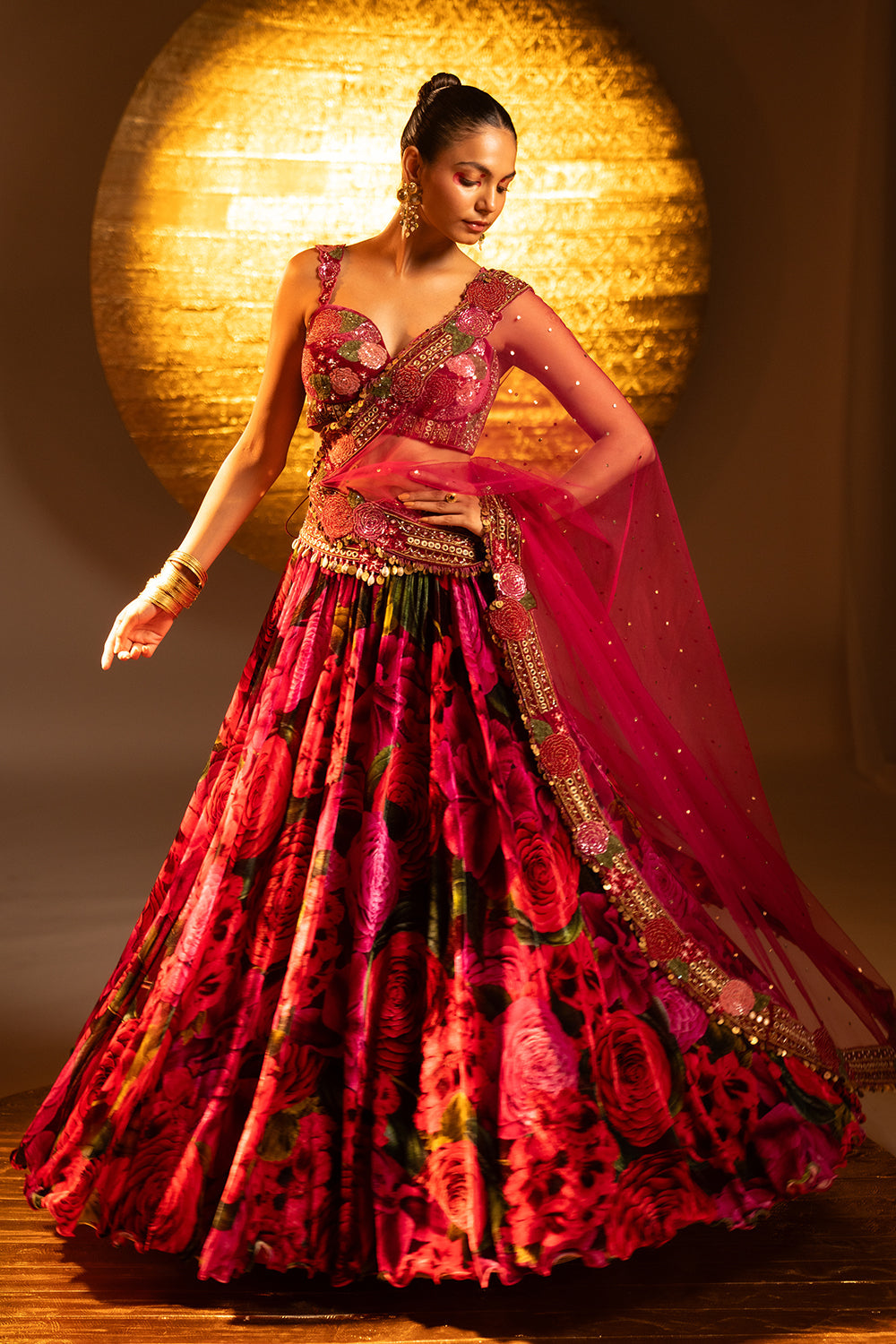 Scarlet Rose Tie Up Drape Lehenga