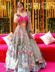Pink Raw silk - banarsi Mosaic lehnga