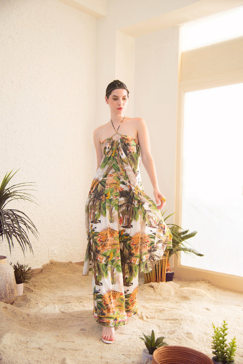 Halter cape dress